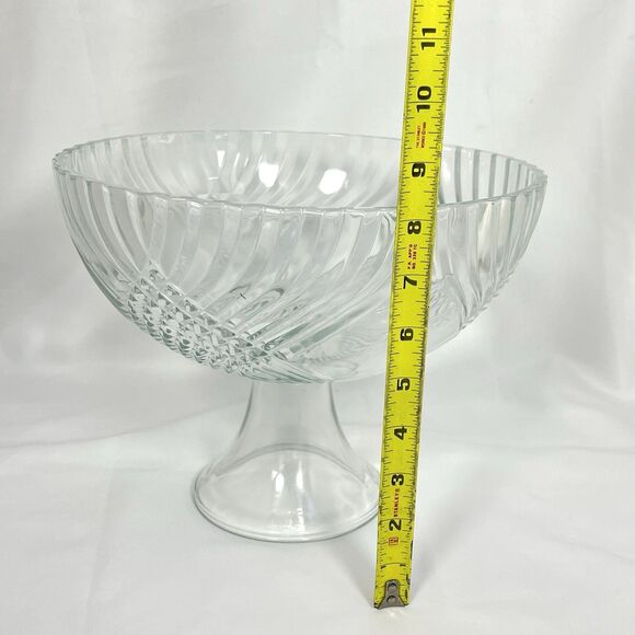 VTG Indiana Glass Centerpiece Bowl Facet-Cut Clear Glass Pedestal Fruit Dish EUC - Picture 10 of 13